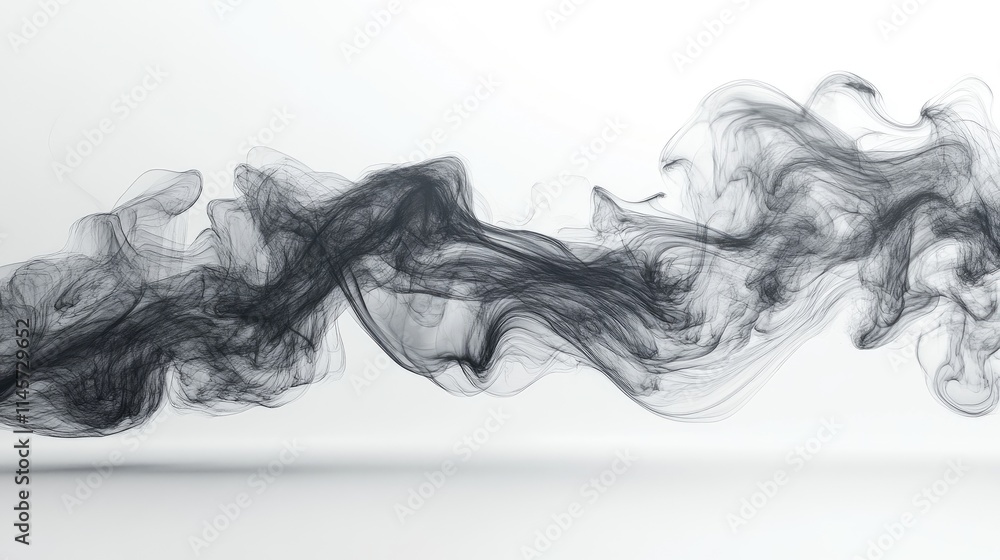 Aufkleber dark swirling smoke on a clean white background creating an abstract artistic effect for creative de