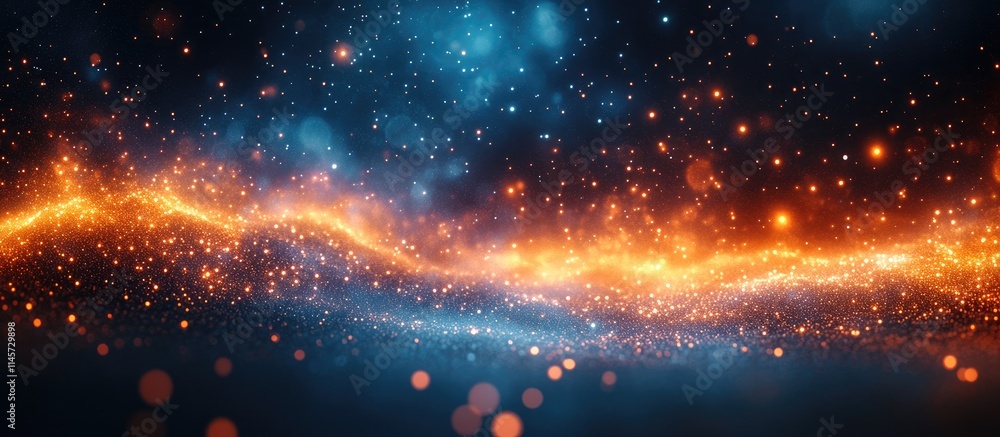 Poster elegant abstract backdrop with vibrant bokeh lights and shimmering stars creating a festive and ench