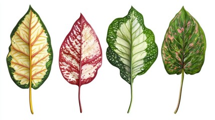 Obraz premium Exquisite collection of tropical plant leaves showcasing vibrant colors and diverse patterns for botanical and nature designs