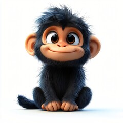 Adorable Baby Chimpanzee Cartoon 3D Render Cute Primate Jungle Animal
