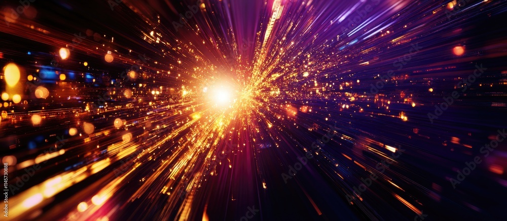 Poster dynamic abstract backdrop with vibrant colors and light streaks representing creativity and visual e