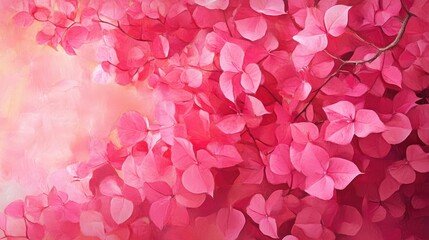 Vibrant pink Bougainvillea flowers creating a lush and colorful blooming display in a serene natural setting