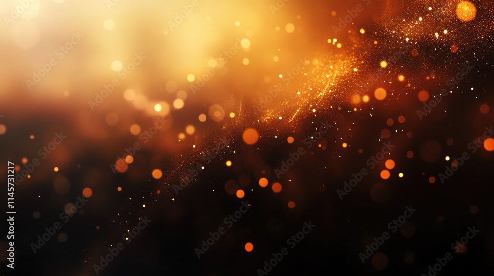 Poster golden shimmering bokeh background with soft blurred lights creating a warm and dreamy atmosphere id