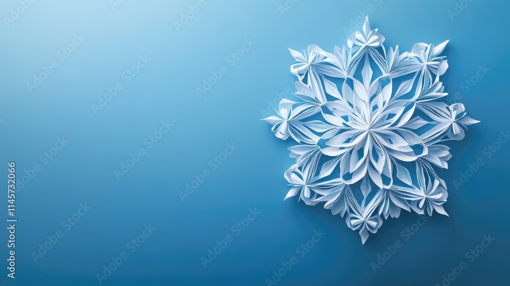 Poster blue winter wallpaper featuring a handmade snowflake design with ample empty space for adding custom