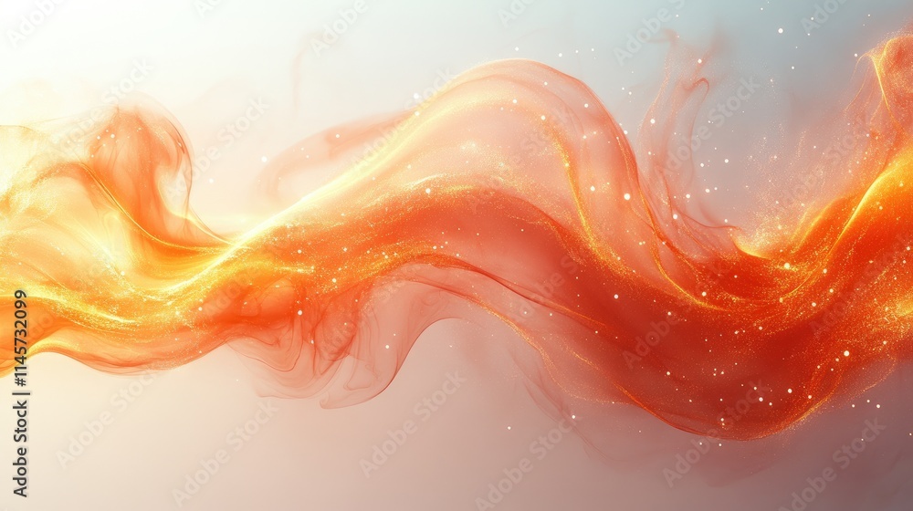 Poster vibrant abstract flame waves flowing gracefully against a soft white background creating a dynamic v