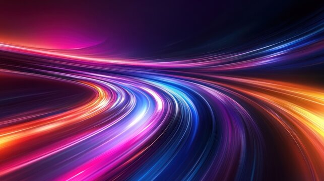 Abstract Speed Light Trails: A vibrant, dynamic artwork depicting the motion blur of colorful lights, suggesting speed, energy, and the passage of time.