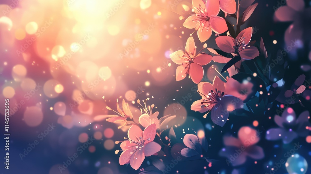 Poster abstract blurred floral background with soft light and colorful bokeh effect for creative designs an