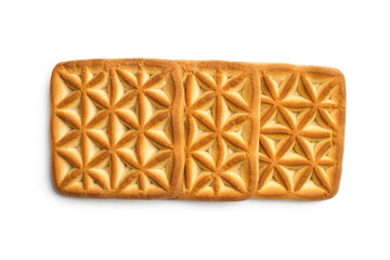 Several cookies on a white background top view. Sweet fresh cookies.