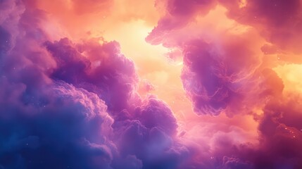 Fototapeta premium Beautiful sunset clouds in vibrant blue purple and orange hues seen through an aircraft window during a scenic flight journey
