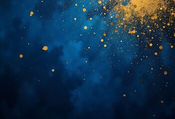 Golden Bokeh on Dark Blue Textured Background