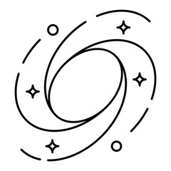 Galaxy line icon showing a spiral or elliptical collection of stars