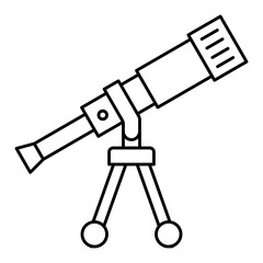 Telescope outline icon used for observing distant celestial objects. 