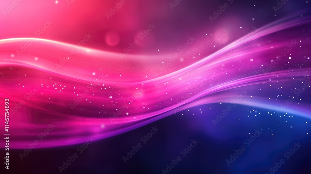 Poster abstract glowing waves in vibrant pink and purple hues with sparkling bokeh background for creative 