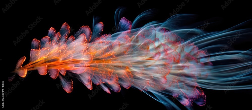 Poster colorful fireworks explosion in dark sky with long exposure bokeh effect creating an abstract repres