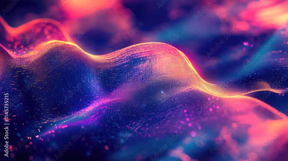 Poster colorful abstract waves of light and texture creating a modern digital aesthetic for creative coding