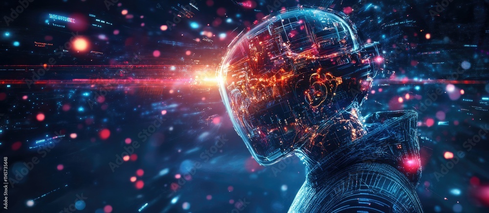 Poster futuristic ai and machine learning concept enhancing personalized e-learning technologies in modern 