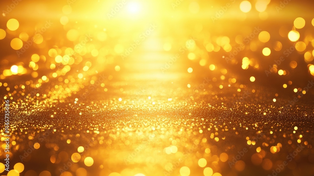 Poster golden sunset reflections over serene sea surface with shimmering bokeh creating an enchanting and w