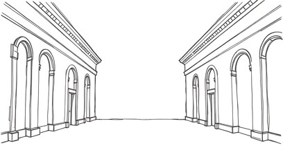 Fototapeta premium Elegant Hand-Drawn Sketch: Classic Building Perspective. AI Generated