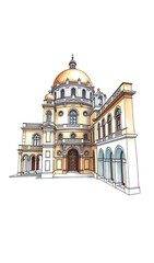 Obraz premium Detailed Hand-Drawn Church Illustration: Majestic Architecture. AI Generated