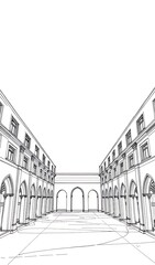 Elegant Cityscape Sketch: Linear Perspective Illustration. AI Generated