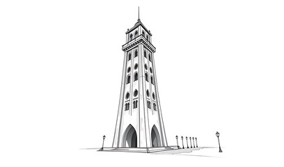 Obraz premium Elegant Tower Sketch: Detailed Architectural Illustration. AI Generated