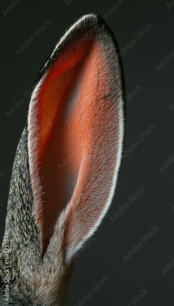 Poster close-up of a rabbit's ear showcasing its intricate texture and color.
