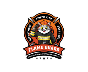 Fototapeta premium Cat Firefighter Mascot Logo