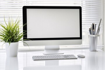 Fototapeta premium Modern Minimalist Workspace with Computer