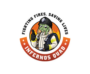 Snake Firefighter Mascot Logo