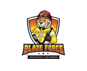 Tiger Firefighter Mascot Logo