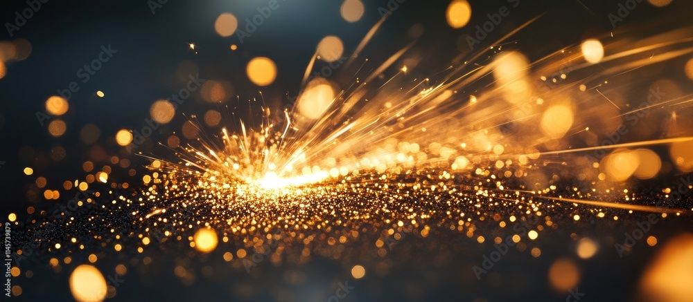 Poster golden abstract sparks illuminating the dark background creating a mesmerizing and dynamic visual ef
