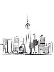 Obraz premium Sketched Cityscape: Elegant Line Art Illustration. AI Generated