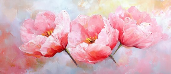 Elegant Pink Tulip Blooms in Soft Pastel Tones Perfect for Mother's Day Celebrations and Floral Arrangements