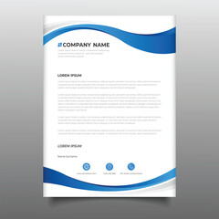 Obraz premium modern blue business Letterhead cover template layout wavy design. a4 Letterhead corporate company creative design