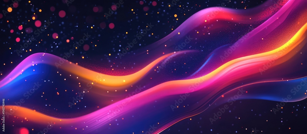Aufkleber vibrant abstract background design for celebration with flowing colorful waves and sparkling element