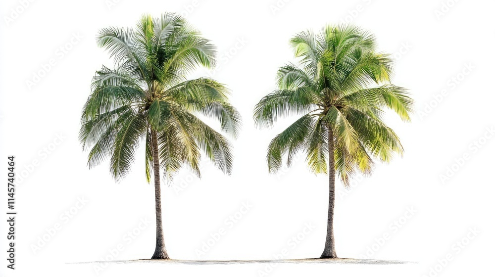 Poster tropical palm trees isolated on white background ideal for design architecture and nature themes in 