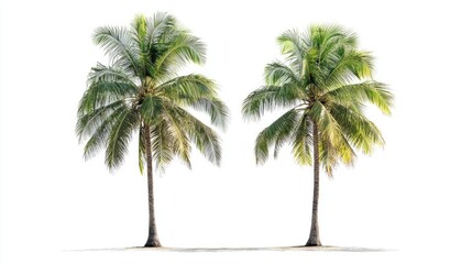 Obraz premium Tropical palm trees isolated on white background ideal for design architecture and nature themes in various projects