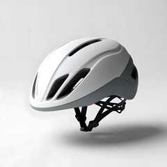 Fototapeta premium Sleek White and Grey Bicycle Helmet Design Modern Sport Safety Gear for Cycling