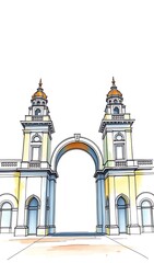 Obraz premium Elegant Archway Watercolor Illustration. AI Generated