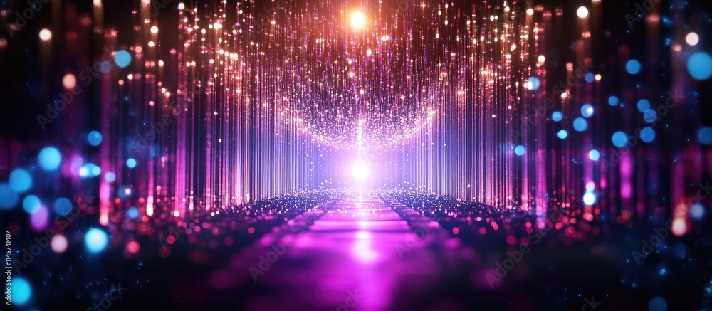 Poster futuristic digital landscape with glowing data streams and vibrant lights representing big data anal
