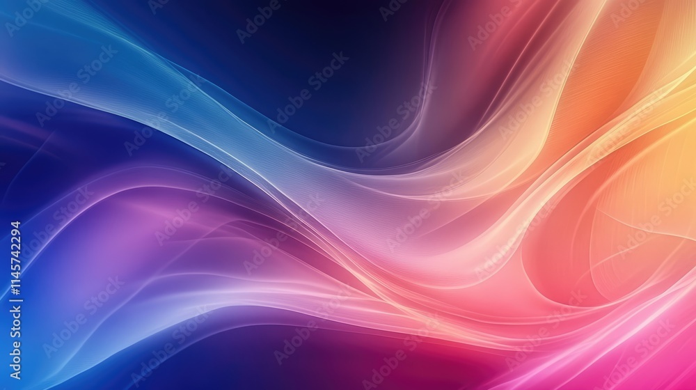 Poster colorful abstract design showcasing vibrant flowing waves in a smooth texture perfect for background