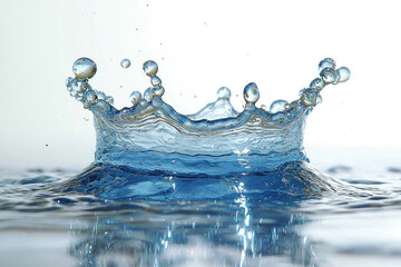 Water droplet crown splash with reflection.
