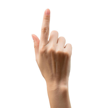 Index finger reaching to touch, indicate action, isolated on white background, cut out.