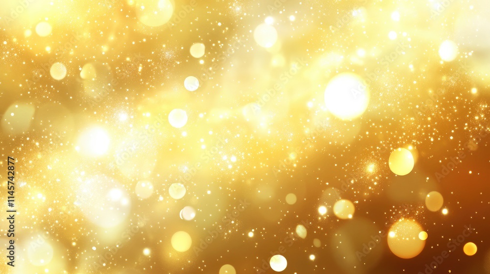 Poster golden bokeh lights creating a festive abstract background with sparkling defocused effects for cele