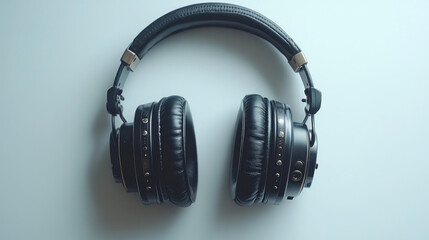 Black over-ear headphones on a white background.