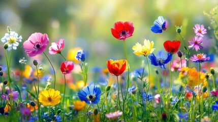 Vibrant wildflowers in a sunny meadow.