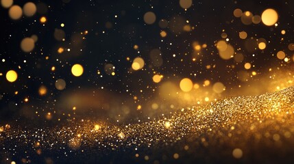 Obraz premium Elegant gold glitter texture with shimmering bokeh effects for luxurious background designs and festive themes