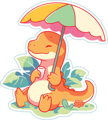 smiling dino enjoying summer sticker