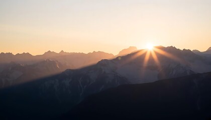 Majestic Sunrise Illuminates Snow Capped Mountain Peaks