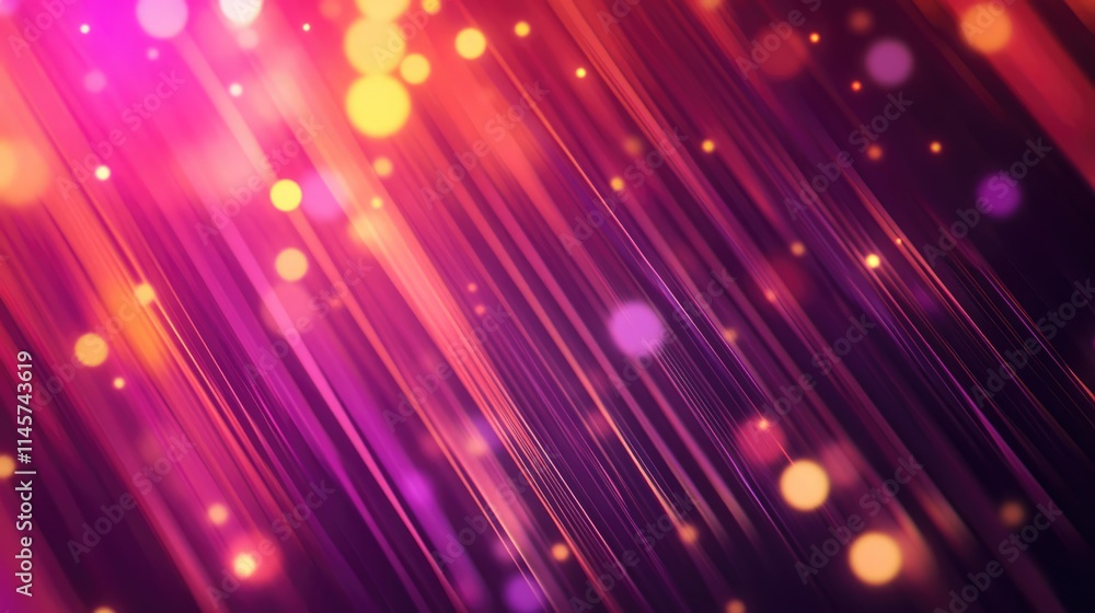 Poster abstract blurred background with vibrant lines and bokeh lights in warm colors creating a dynamic an